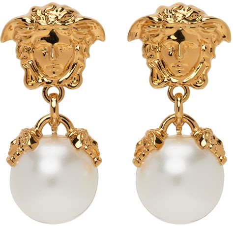 versace medusa pearl drop earrings|vintage versace medusa earrings.